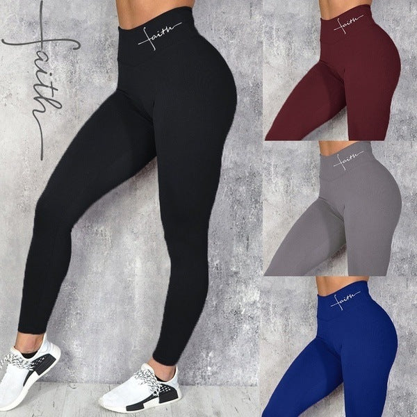 Women's Waist Letter Printed Leggings