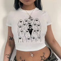 Women's White Cropped Short Sleeve Tee