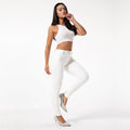Women's White Fashion Leather Casual Pants