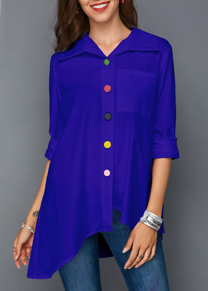 Women's White Shirt with Colorful Buttons — Simple & Chic