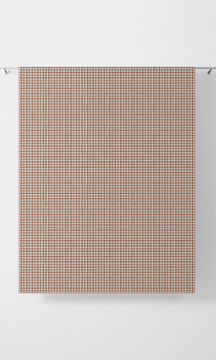 Houndstooth Patterned Fabric Material By the Metre (Red & Brown)