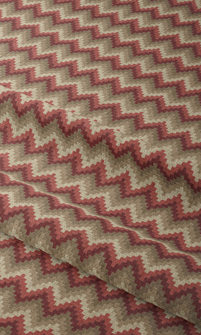Chevron Patterned Curtains (Red & Brown) Extra Long Short Wide