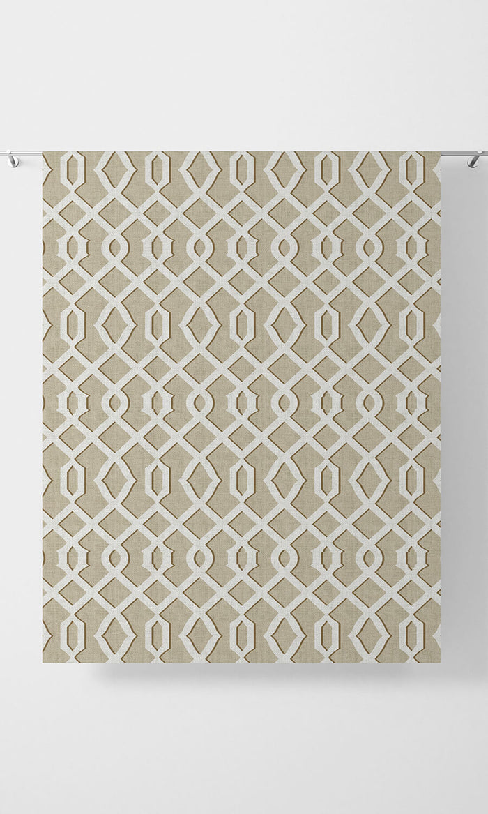 Trellis Patterned Curtains (Beige & White)