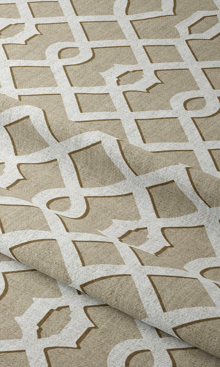 Trellis Patterned Curtains (Beige & White) Extra Long Short Wide