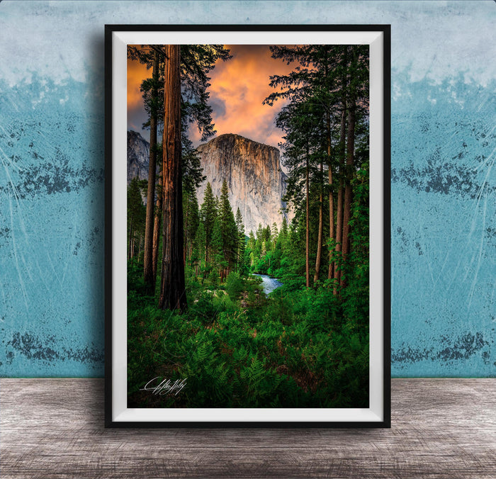 Yosemite Landscape Print, El Capitan Sunrise, Merced River Decor