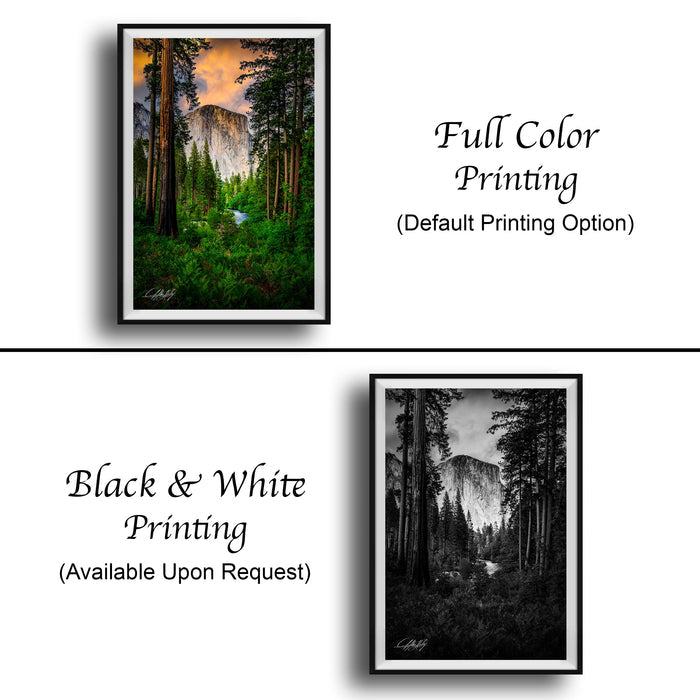 Yosemite Landscape Print, El Capitan Sunrise, Merced River Decor