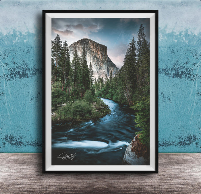 Yosemite Landscape Print, El Capitan Sunrise, Merced River Wall Art