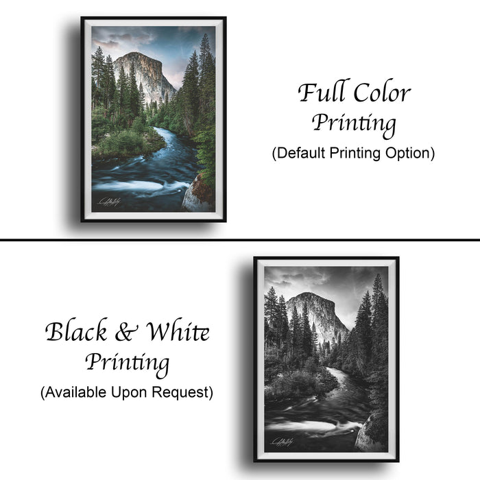Yosemite Landscape Print, El Capitan Sunrise, Merced River Wall Art