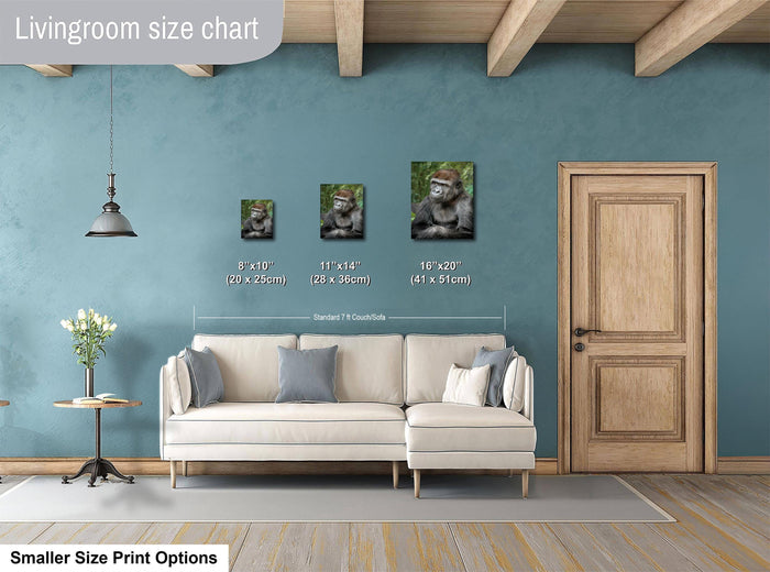 Young Gorilla Wall Art, African Jungle Print, Gorilla Portrait Art