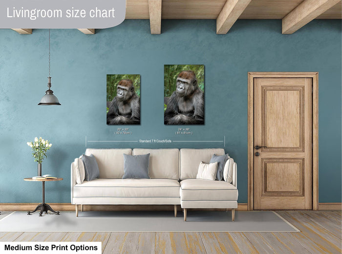 Young Gorilla Wall Art, African Jungle Print, Gorilla Portrait Art