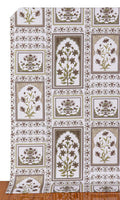 Floral Cotton Home Décor Fabric By the Metre (Brown/ Green)