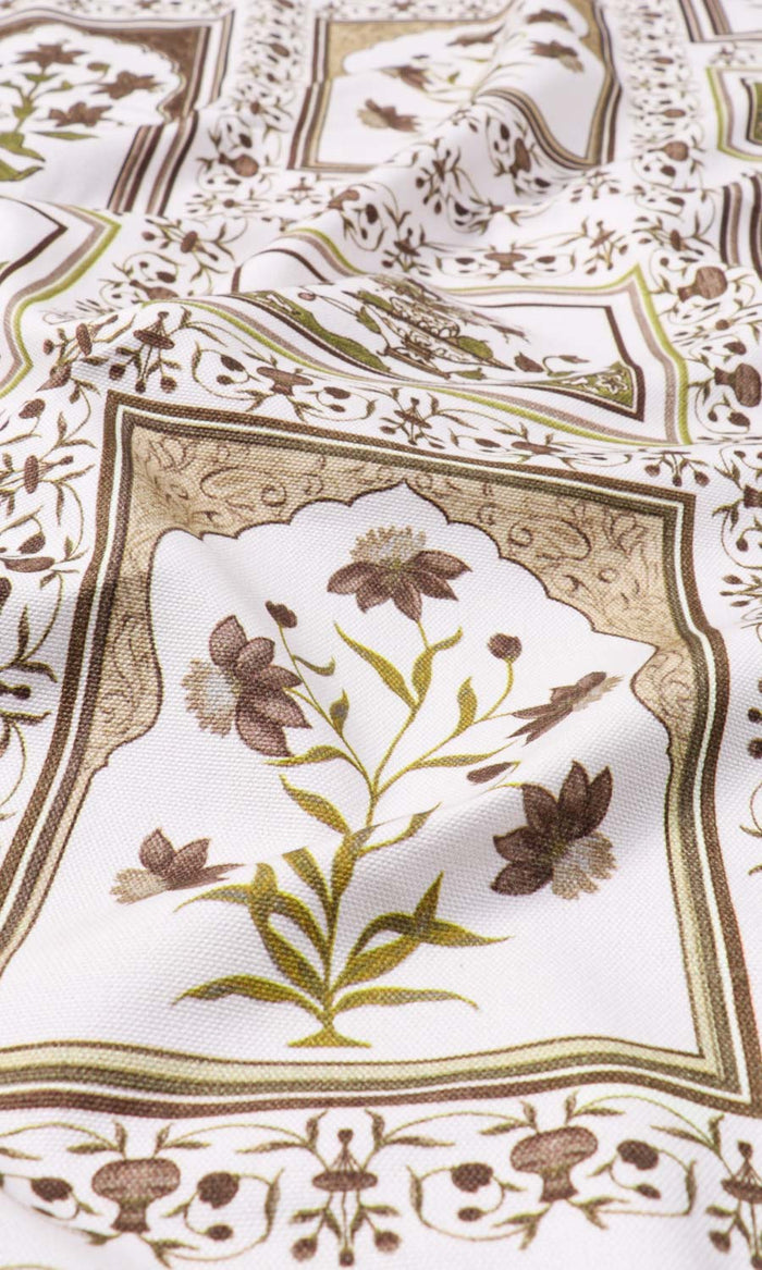 Floral Cotton Home Textile Fabric Material By the Metre (Brown/ Green)