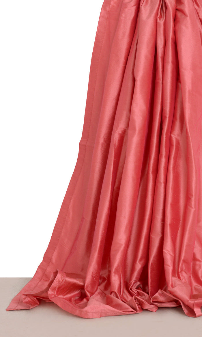 Shantung Silk Curtain Panels for Living, Bedroom, Kitchen, Bathroom (Pink Punch)
