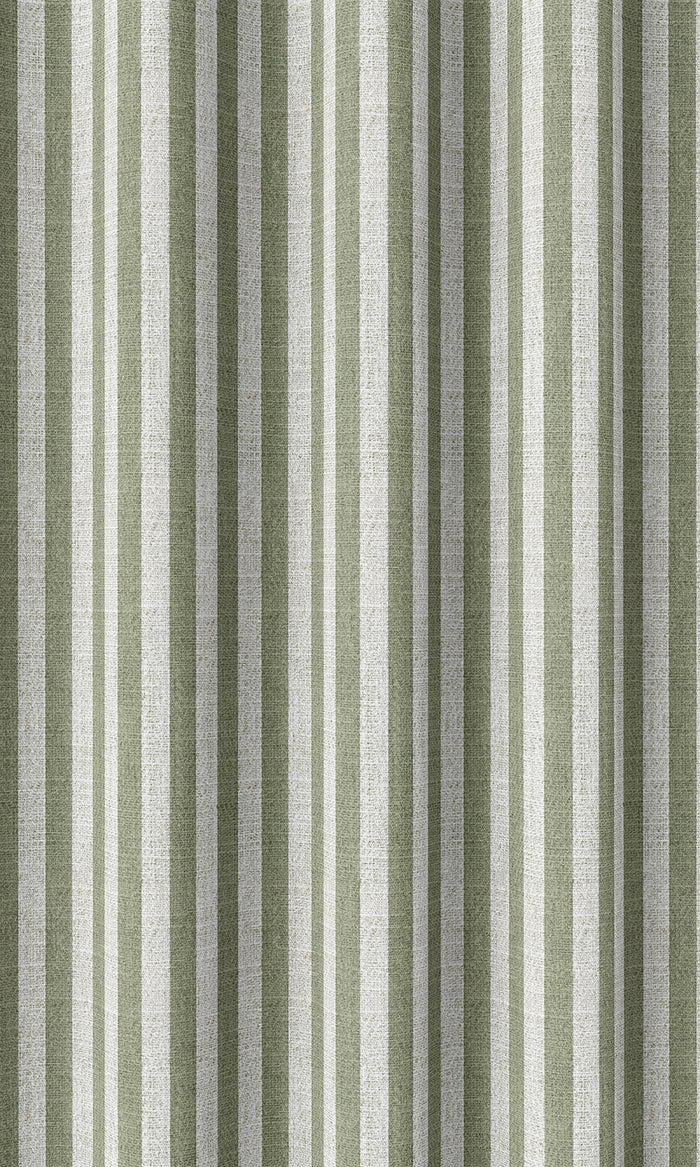 Modern Striped Home Décor Fabric By the Metre (Green/ White)