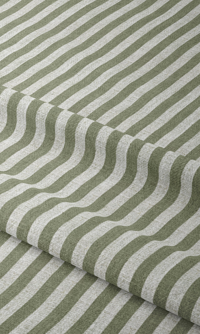Modern Striped Window Treatments Fabric By the Metre (Green/ White)