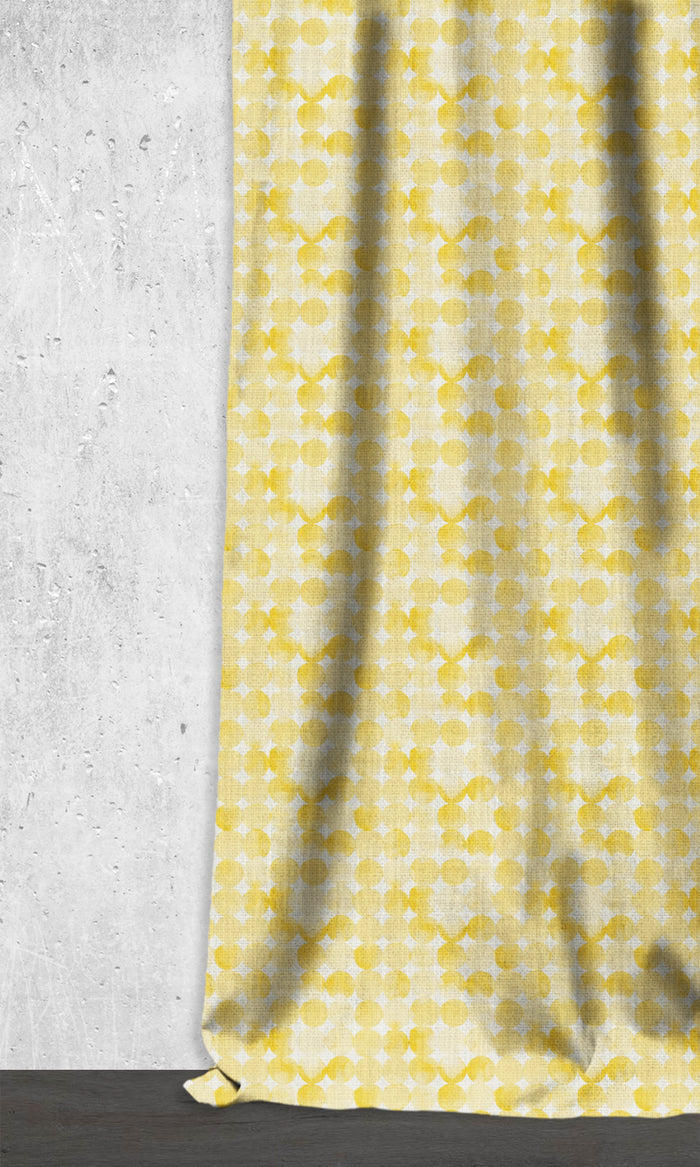 Polka Dot Home Décor Fabric By the Metre (Eggshell White/ Warm Yellow)