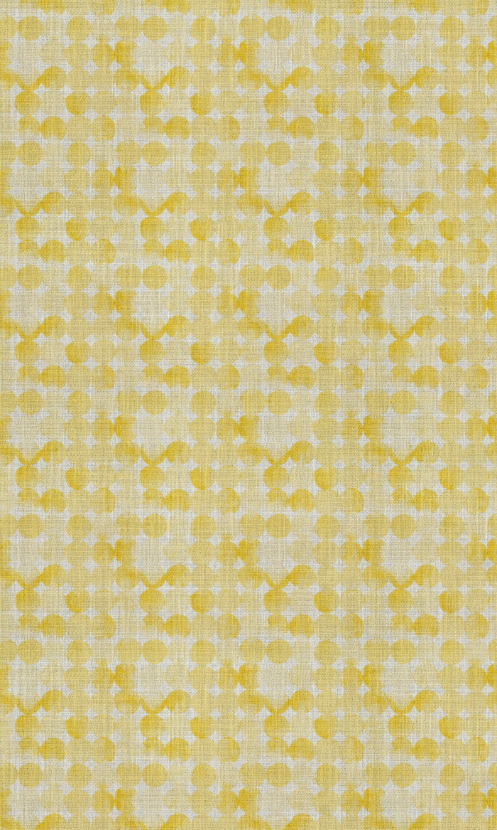 Polka Dot Fabric Material By the Metre (Eggshell White/ Warm Yellow)