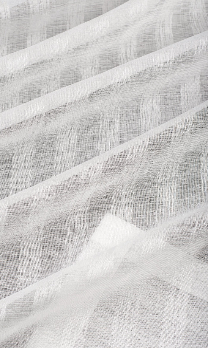 Striped Sheer Fabric By the Metre for Curtains & Drapes (White)