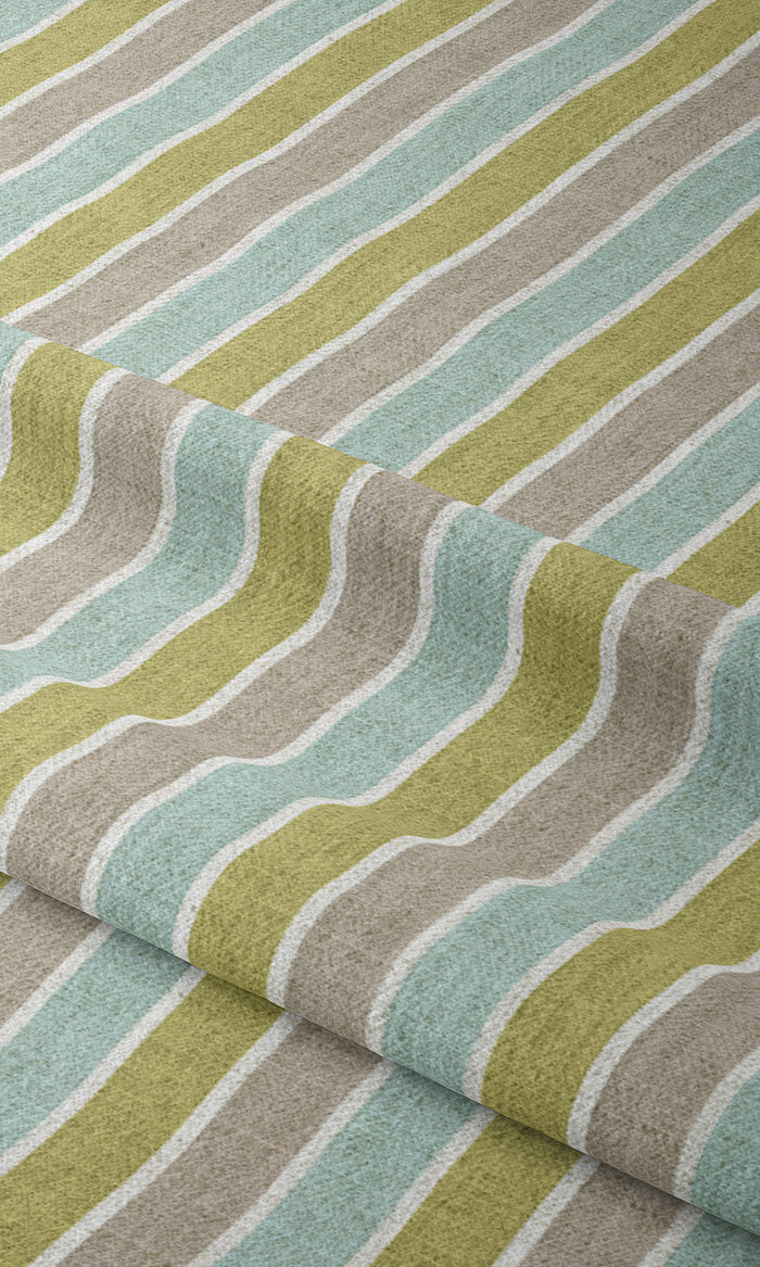 Striped Pinch Pleat, Rod Pocket, Eyelet Curtains (Turquoise Blue/ Green)