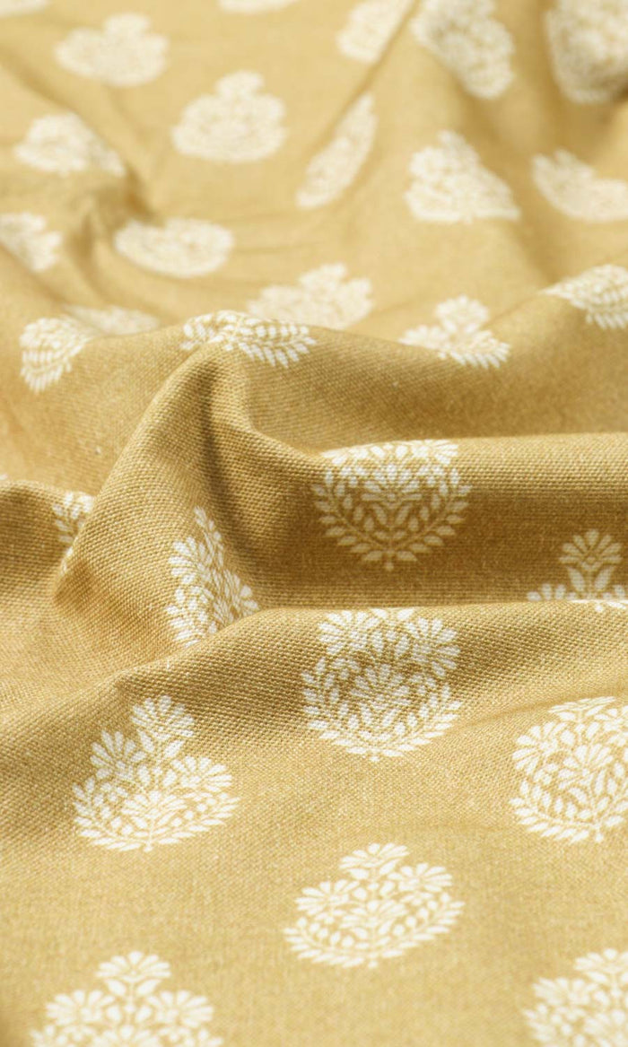 Floral Cotton Fabric Material By the Metre (Yellow)