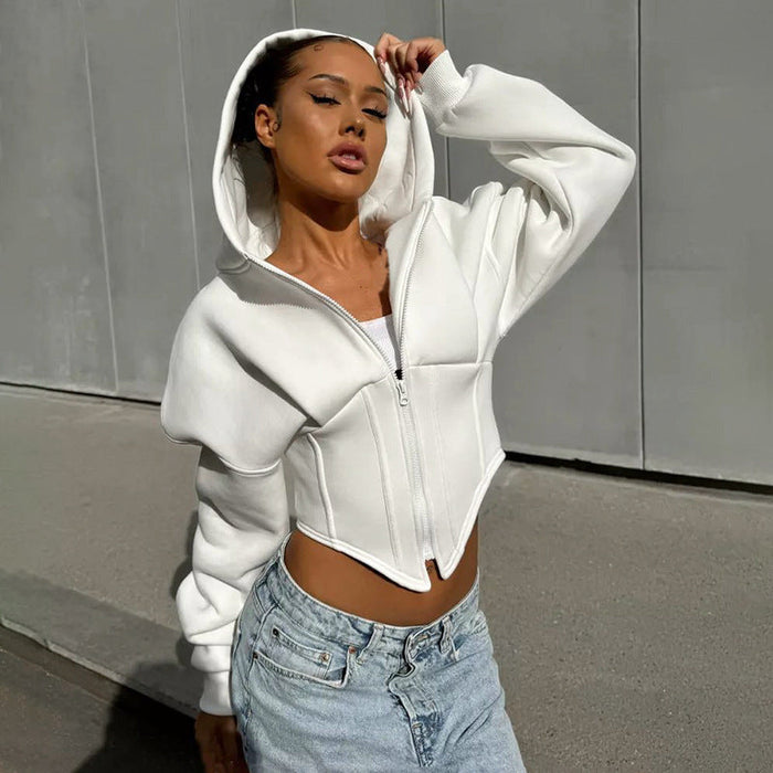 Zipper Hoodie Cardigan Y2K Ins Fashion Street Long Sleeve Corset