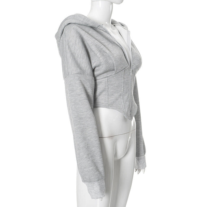 Zipper Hoodie Cardigan Y2K Ins Fashion Street Long Sleeve Corset