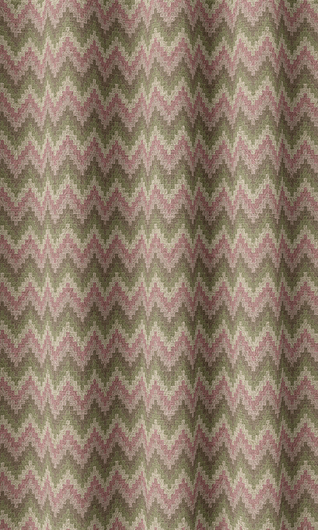 Chevron Patterned Pinch Pleat, Rod Pocket, Eyelet Curtains (Pink/ Green)