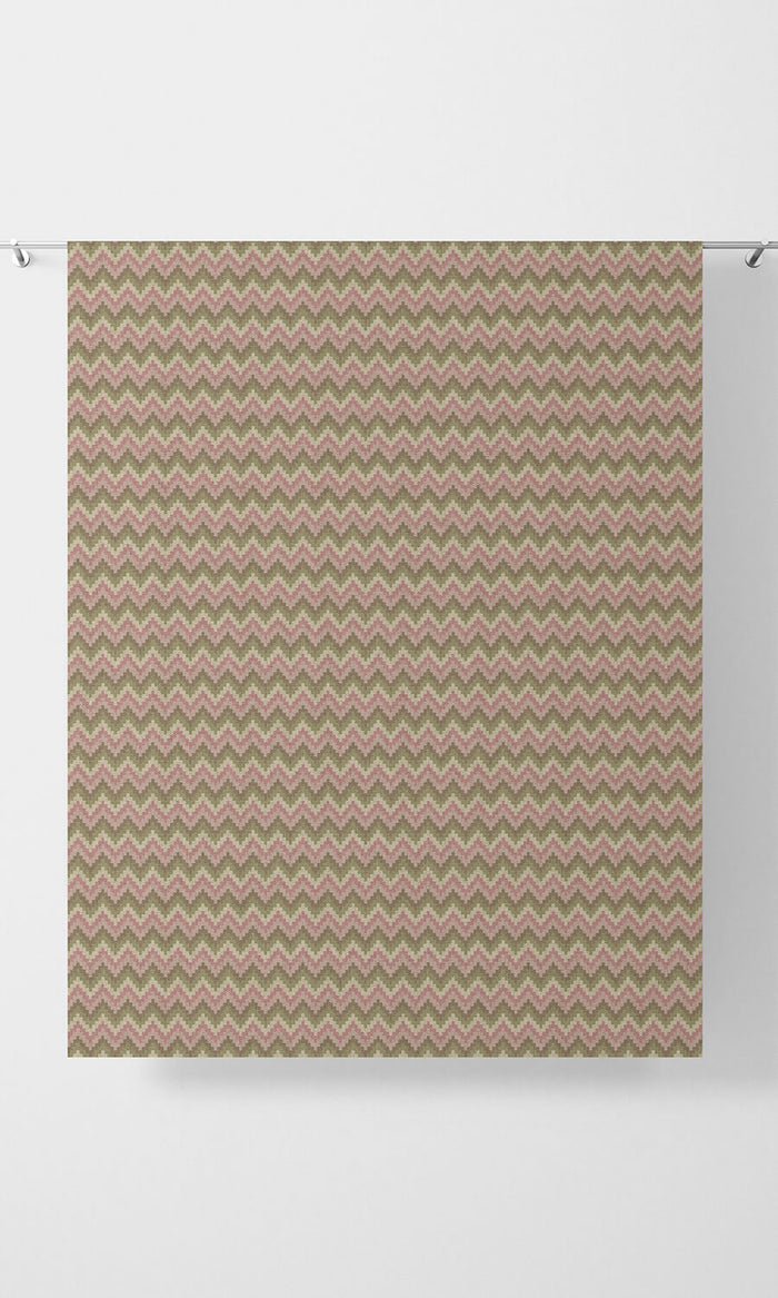 Chevron Patterned Home Décor Fabric By the Metre (Pink/ Green)